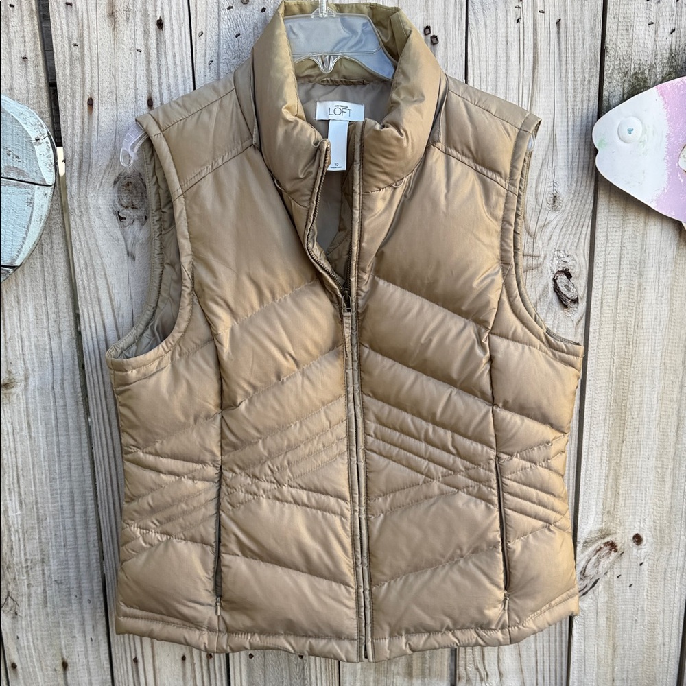 LOFT Tan Puffer Vest